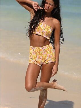 Free People Aila Blue Floral Swim Bottoms - Pica style